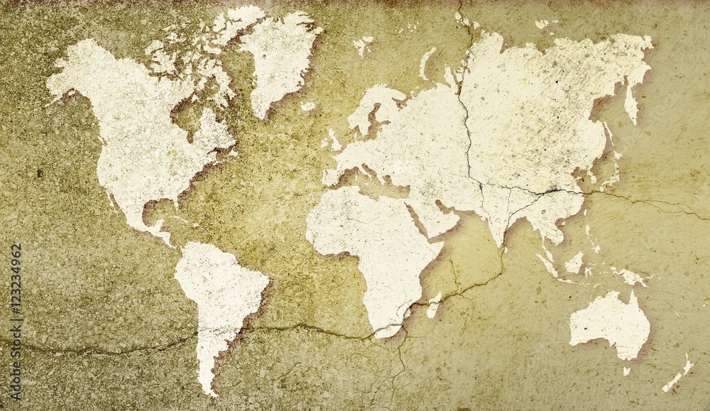 World map on sepia cracked background. Basic image for map courtesy NASA.