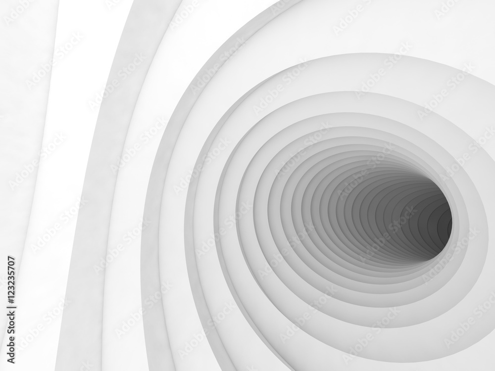 Bent vortex tunnel interior, 3d illustration