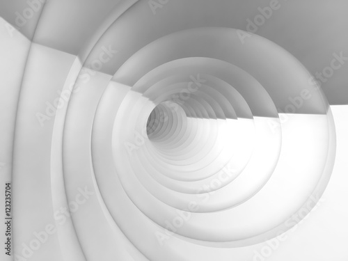 Fototapeta Naklejka Na Ścianę i Meble -  3 d white bent vortex tunnel interior