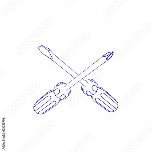 Crossed screwdriver. Isolat...