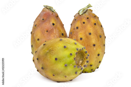 Prickly pears, opuntia, indian fig, ficus-indica fruit isolated on a white background