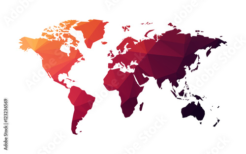 red geometric world map