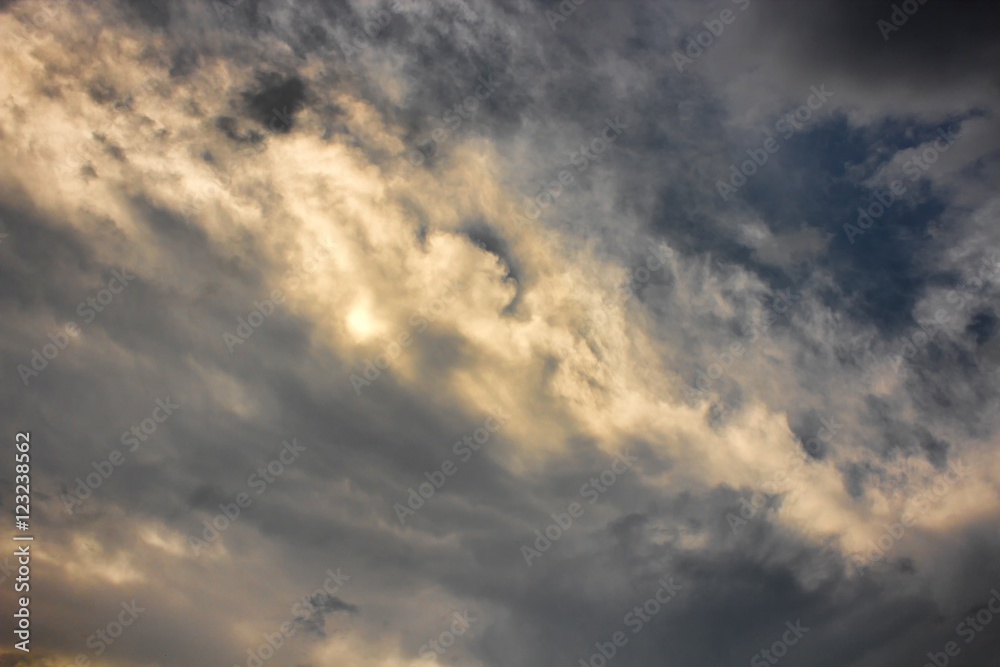  blue sky. sunset with Soft focus due to long exposure shot.