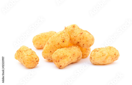 Peanut  corn puffs isolated with white background