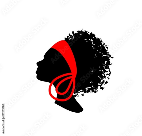 head profile of a beautiful young African woman