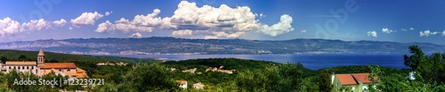 Wide panoramic view of Adriatic sea in Croatia
