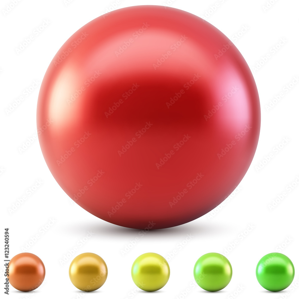 Red glossy ball vector illustration isolated on white background