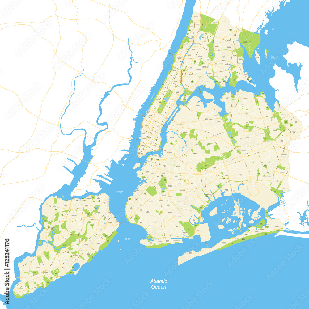 New York City Map Full - vector illustration