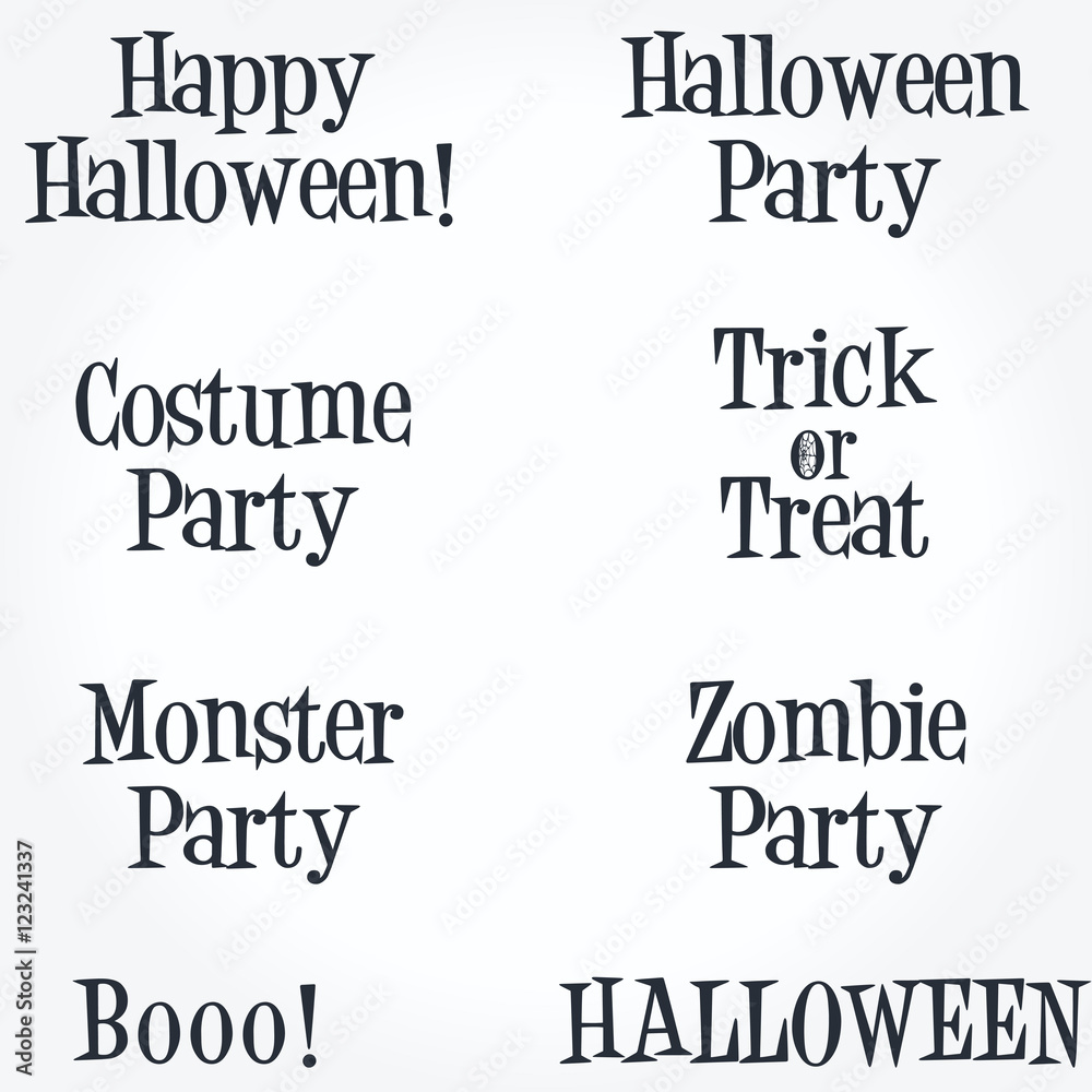 Large collection of typographic Halloween designs and illustrati