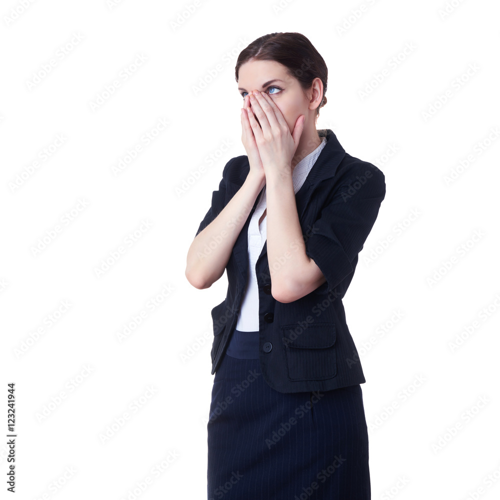 Businesswoman standing over white isolated background Businesswoman standing over white isolated background