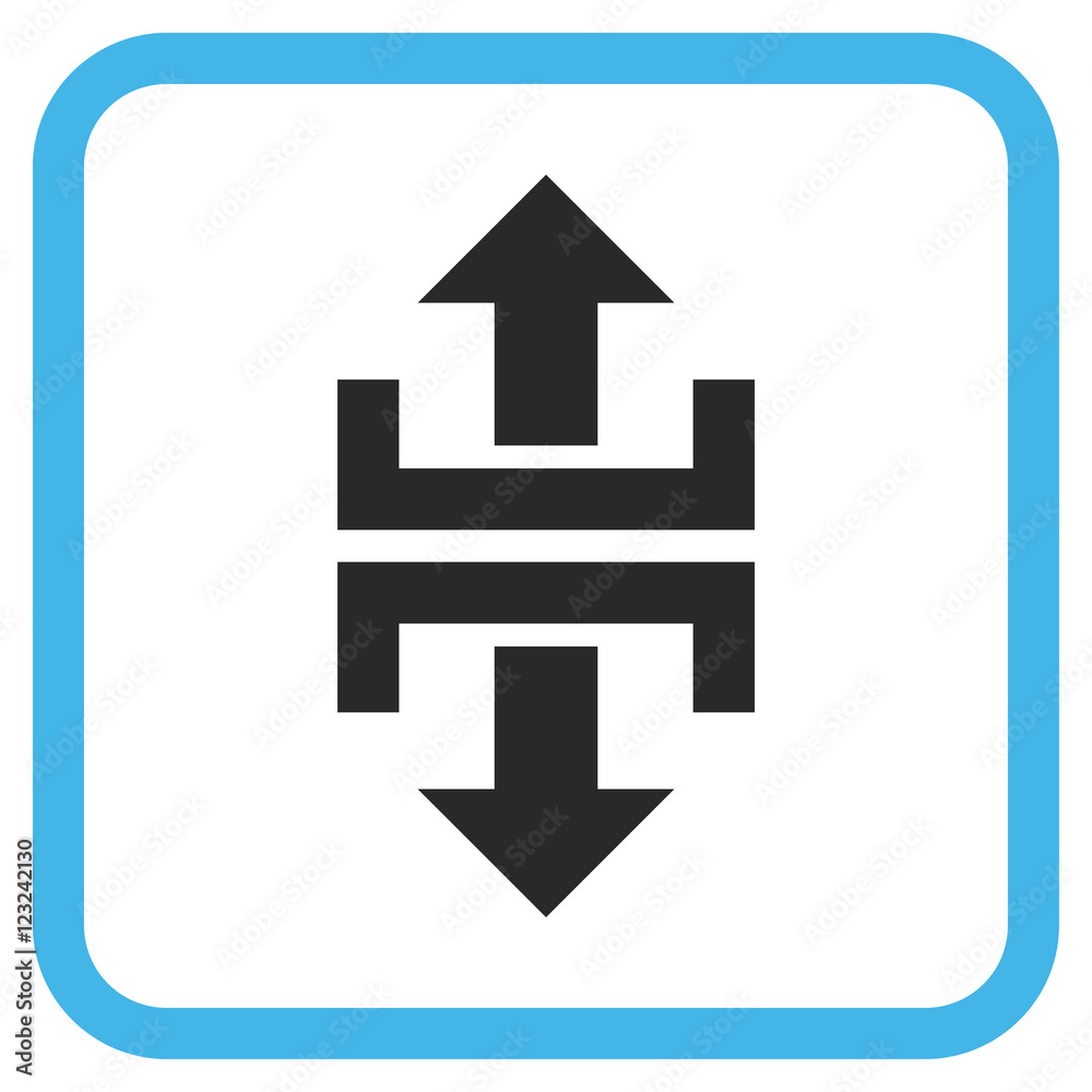Divide Vertical Direction blue and gray vector icon. Image style is a flat iconic symbol in a rounded square frame on a white background. Divide Vertical Direction blue and gray vector icon. Image style is a flat iconic symbol in a rounded square frame on a white background.