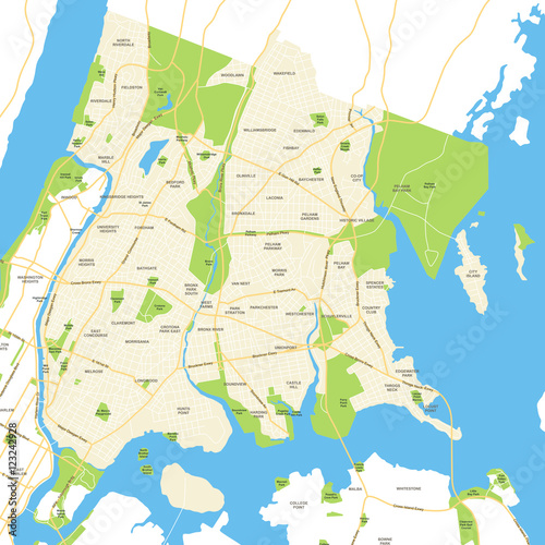 Bronx - New York City Map - vector illustration