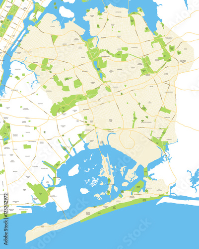 Queens - New York City Map - vector illustration