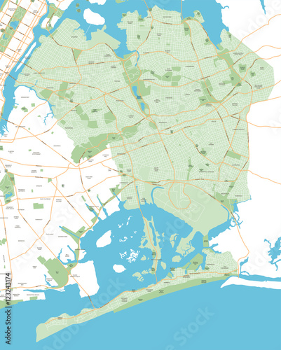 Queens - New York City Map - vector illustration