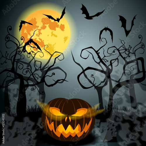Halloween illustration with Jack O'Lantern