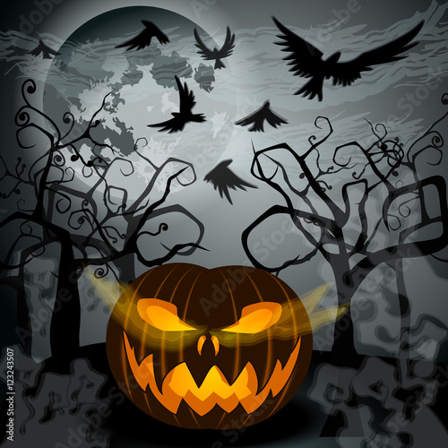 Halloween illustration with Jack O'Lantern