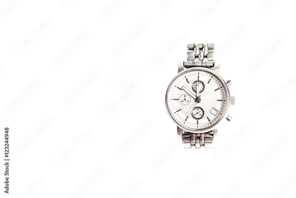 Watch Silver on White background Watch Silver on White background