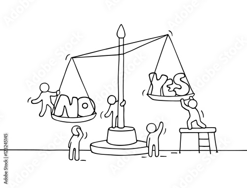 Sketch of working little people with scale.