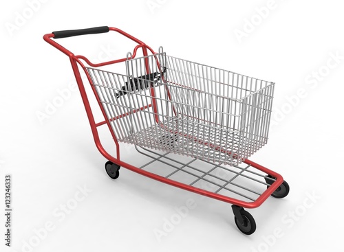 3d illustration of mall shop cart. white background isolated. icon for game web. 