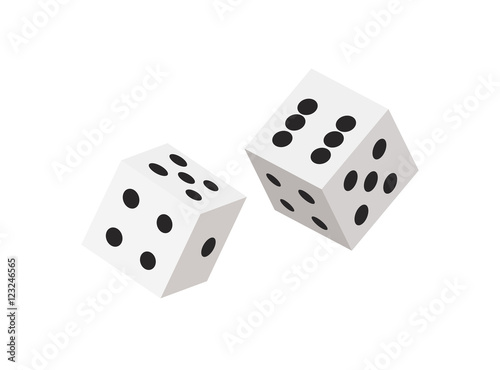 Vector dices icon. Sharp edges. Flat style design.