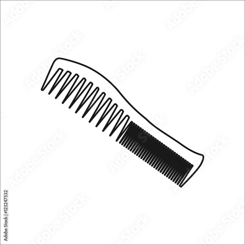 Barber hair comb sign line icon on background