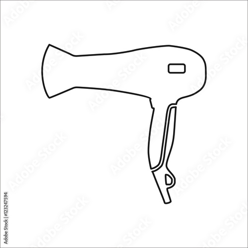 Barber Hair dryer sign line icon on background