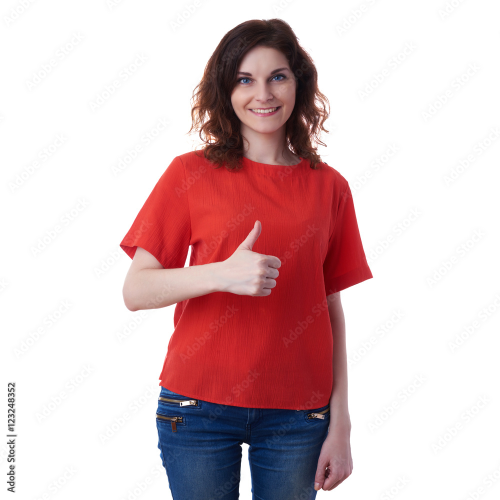 Smiling young woman over white isolated background Smiling young woman over white isolated background