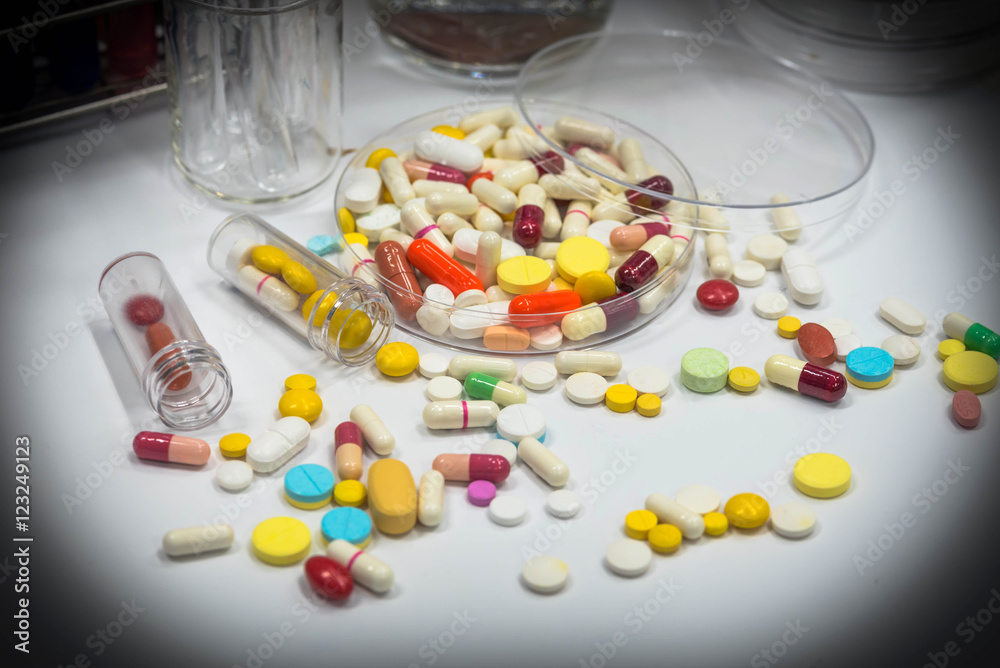 Drug test in laboratory. Drug test in laboratory.