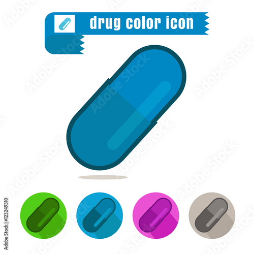 icon drug capsule colorful design vector on white background