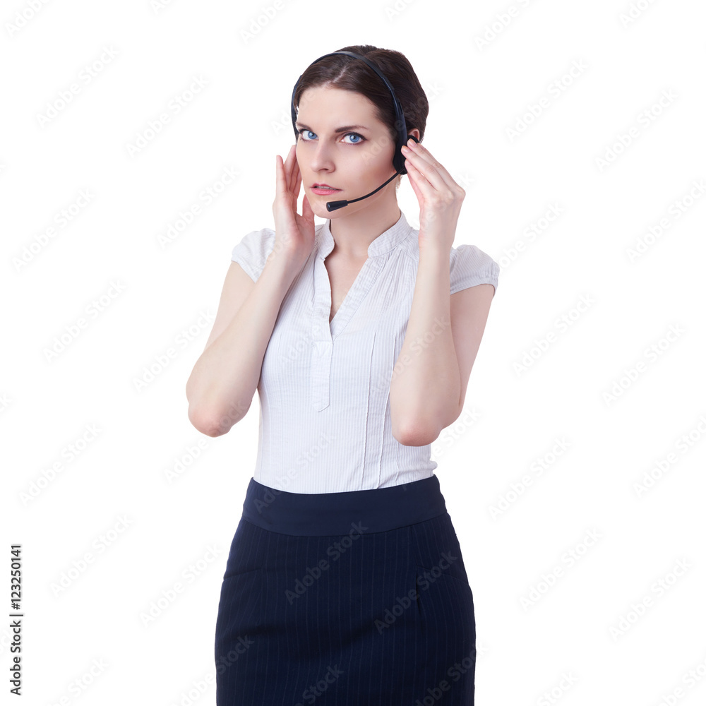 Businesswoman standing over white isolated background Businesswoman standing over white isolated background