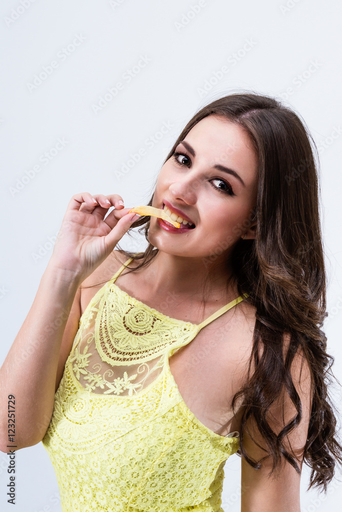 eating a potato chip eating a potato chip