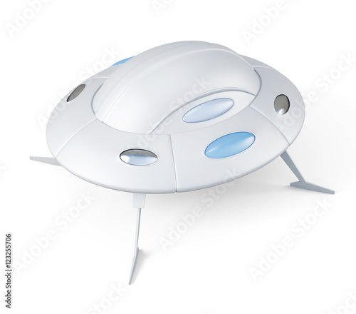 UFO top view isolated. 3d rendering