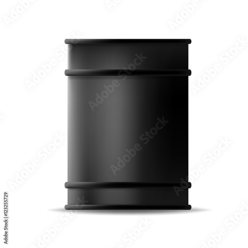 black metal oil barrel on white background. Vector illustration