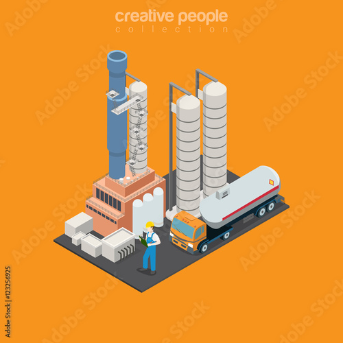 Flat isometric Storage Transportation refinery vector. 3d Oil