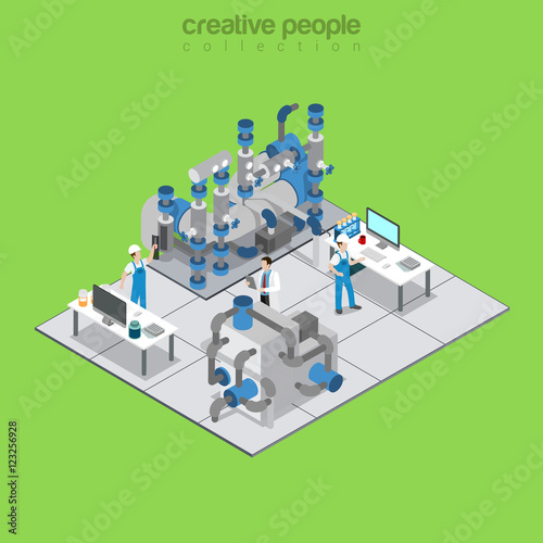 Flat isometric 3d Oil manufacturing department refinery vector