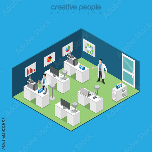 Flat isometric Quality department refinery station vector 3d Oil