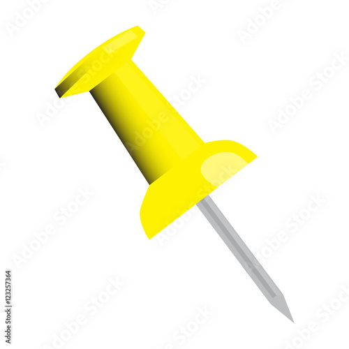 yellow office pin isolated vector illustration