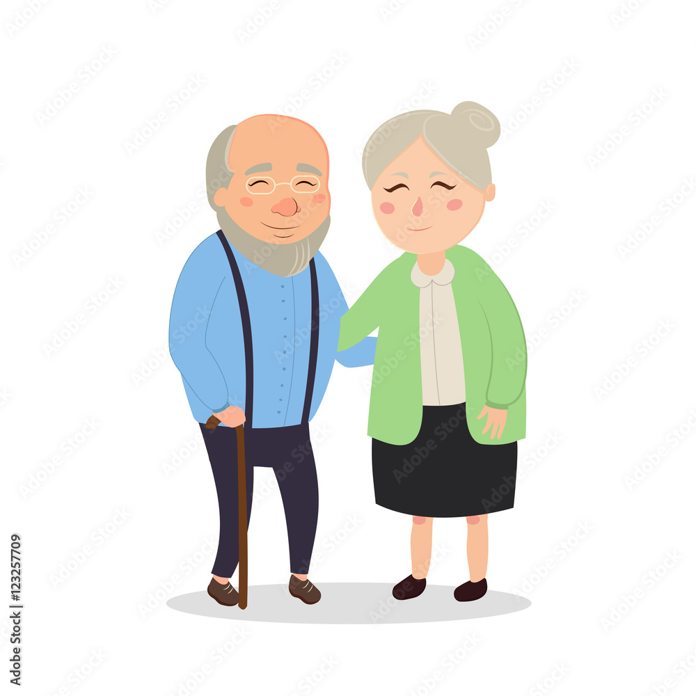 Hand drawn cartoon grandparents Hand drawn cartoon grandparents