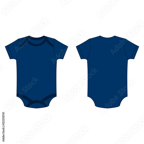 navy blue baby bodysuit romper vector isolated front and back