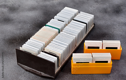  old slides collection on old boxes
