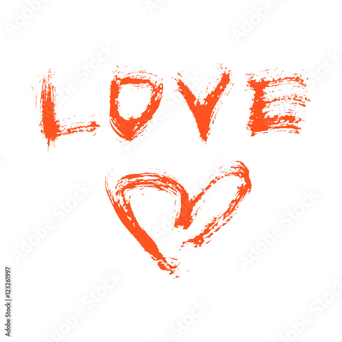 Wallpaper Mural The word love and red heart drawn with a brush Torontodigital.ca