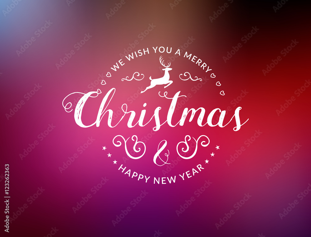 Merry Christmas lettering typography. Text design in handwriting