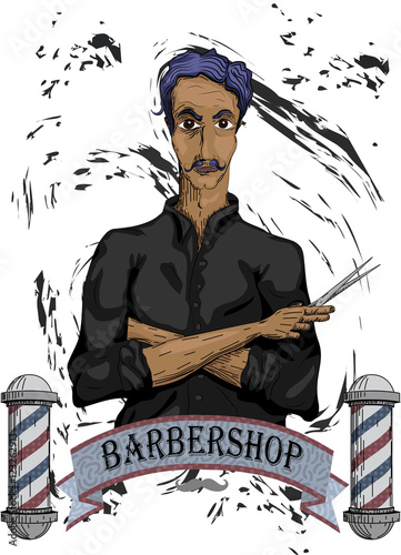 Man male human hairdresser barber, coiffeur, haircutter in black