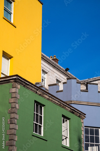 Coloured buildings in the grounds of Dublin Castle  Ireland  