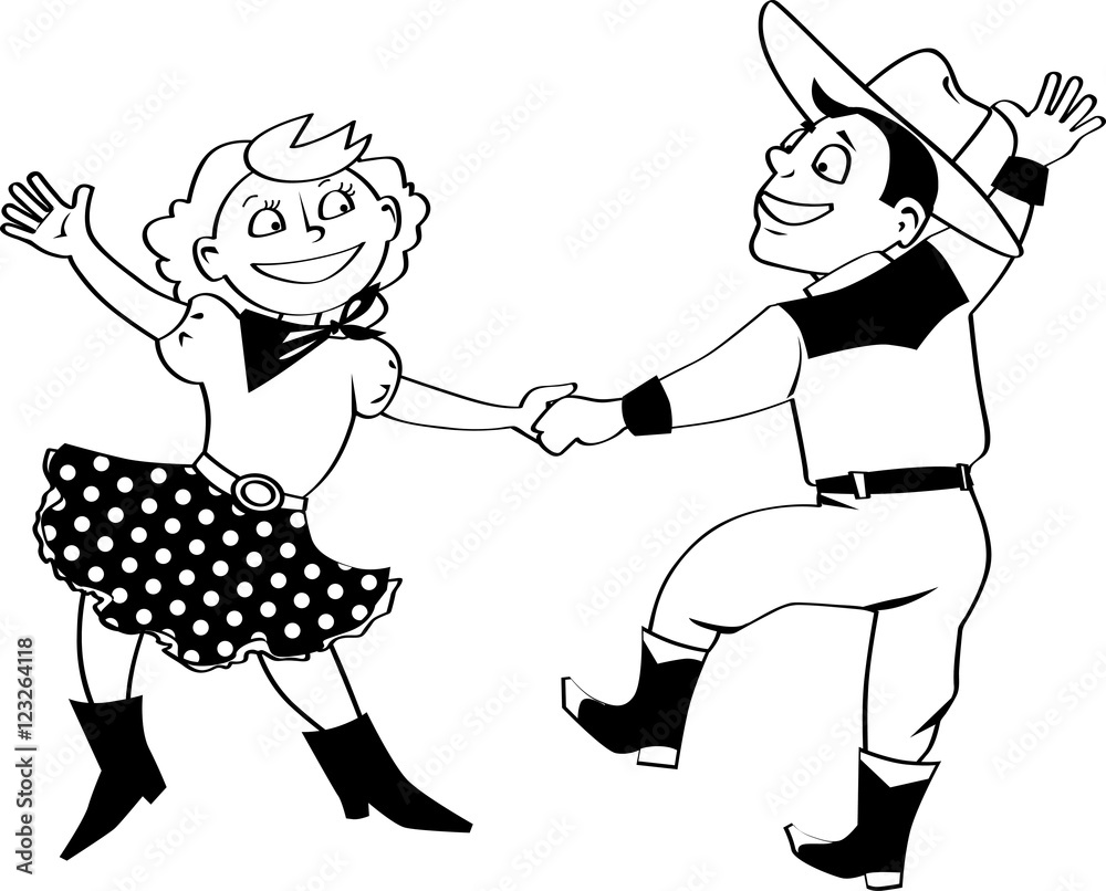 Vector clip art of a cute cartoon couple dancing western swing, EPS 8, no  white objets Stock Vector | Adobe Stock