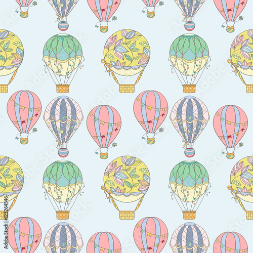 Hand-drawn seamless air balloon pattern