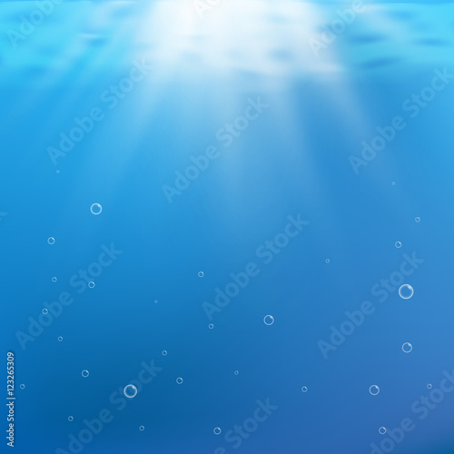 Blue under water background. Rays of light vector illustration