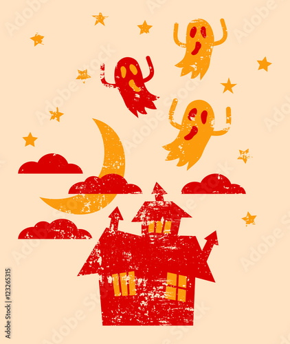 Halloween Trick Or Treat Card with pumkin and bat