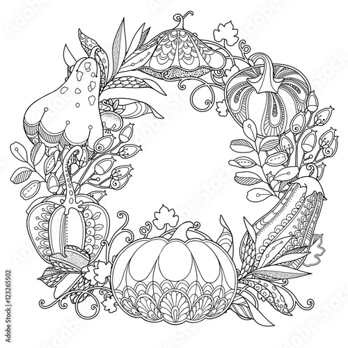 Wallpaper Mural Vector garden wreath round frame in doodle style Torontodigital.ca