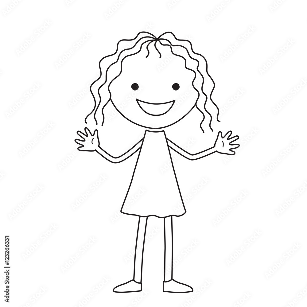 Fototapeta premium Girl in black color on white background